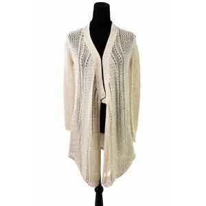 Jessica‎ Simpson Open Knit Long Cardigan Cream Neutral Boho Duster S